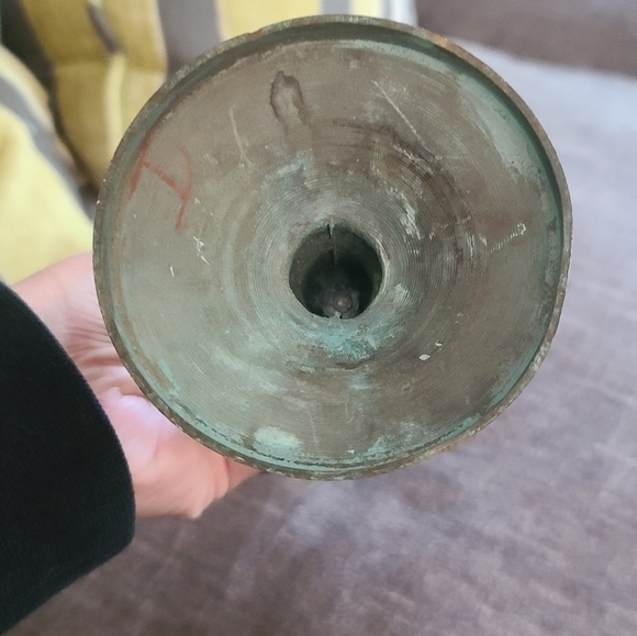 Pair of green metal and painted porcelain - Picture 2 of 10